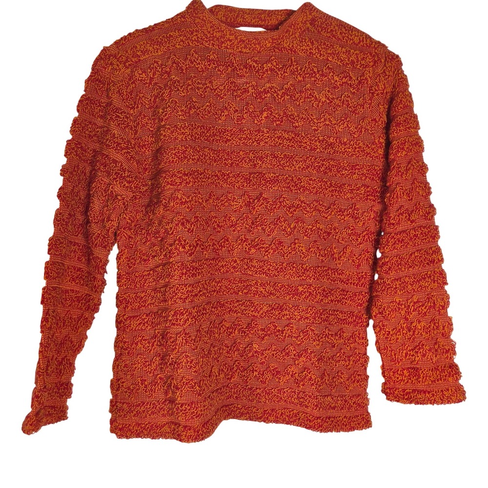 Vintage Beeline Sweater Womens size XS/S Orange Yellow Textured Knit 70's Retro